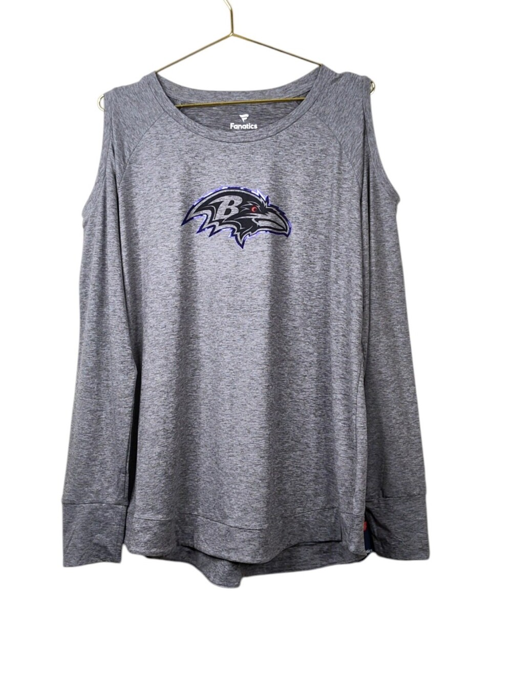 Fanatics NFL Baltimore Ravens Team Ambition Cold Shoulder Long Sleeve Top 2X NWT - Picture 4 of 15